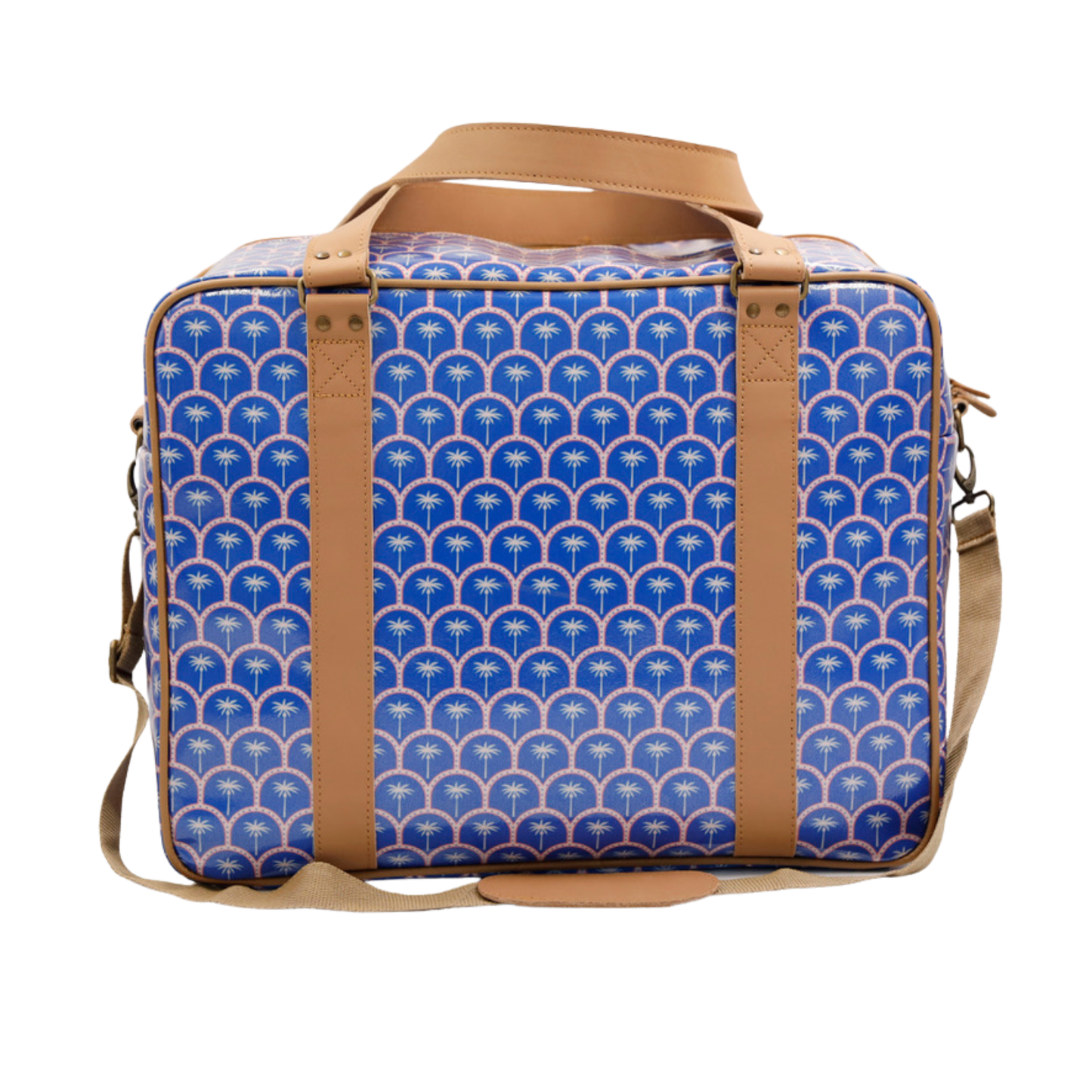 Overnight Bag with Leather Handles - Palm Blue