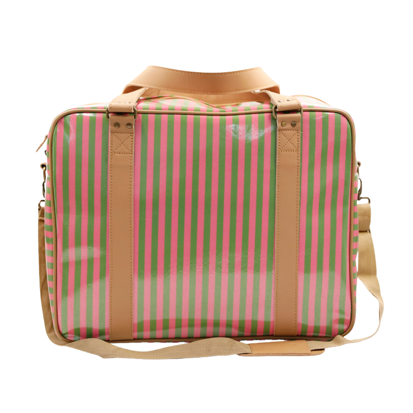 Overnight Bag with Leather Handles - Candy Stripe