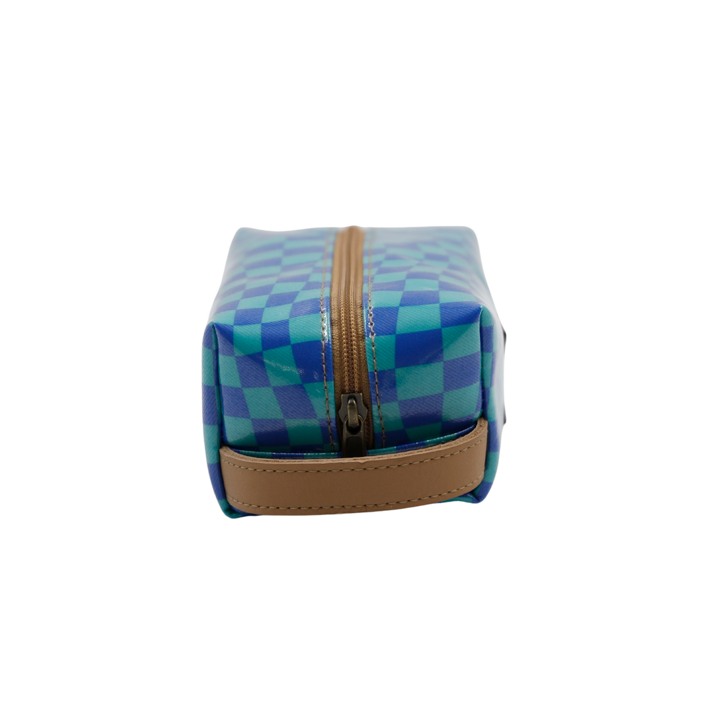 Cosmetic Bag - Warped Check Aqua