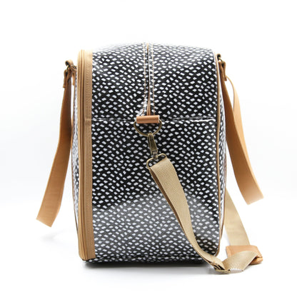 Overnight Bag with Leather Handles - Scatter White on Black
