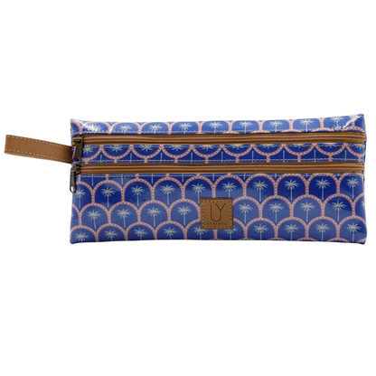 2 Zip Pencil Case - Palm Blue