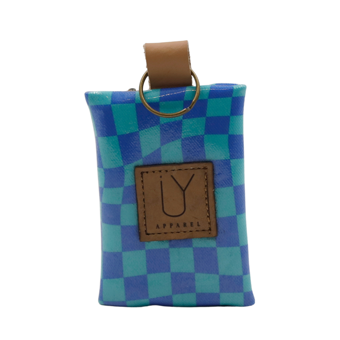 Keyring Pouch - Warped Check Aqua