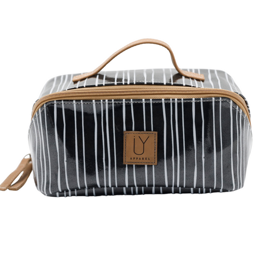 Large Cosmetic Bag - Stripe Black and White