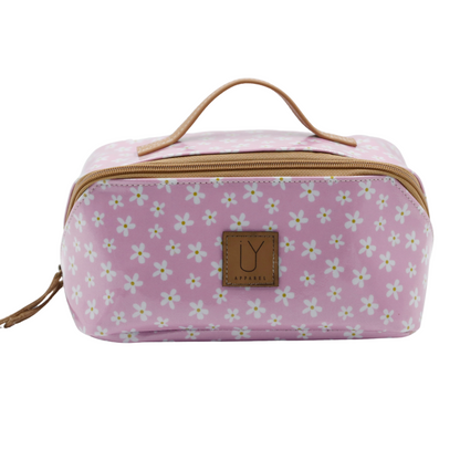Large Cosmetic Bag - Pink Daisy