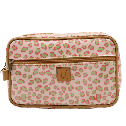 Large Toiletry Bag - Leopard Pink