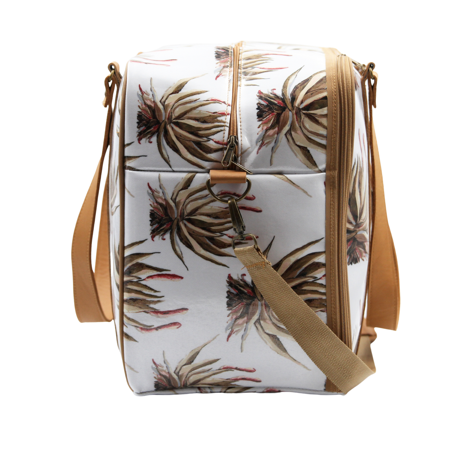 Overnight Bag with Leather Handles - White Aloe