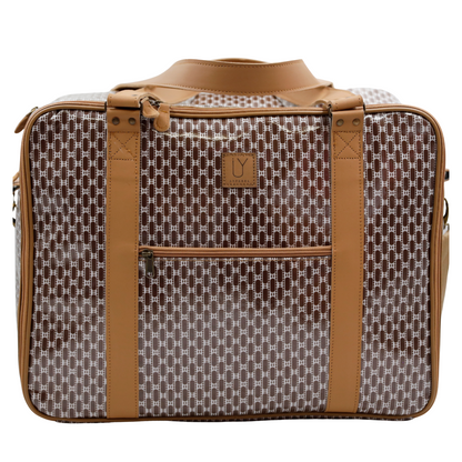 Overnight Bag with Leather Handles - African Tweed Brown