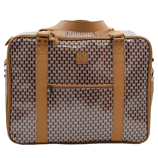 Overnight Bag with Leather Handles - African Tweed Brown