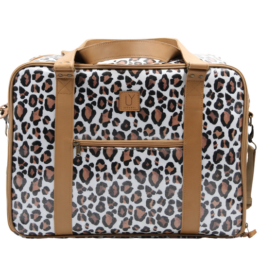 Overnight Bag with Leather Handles - Leopard Sand
