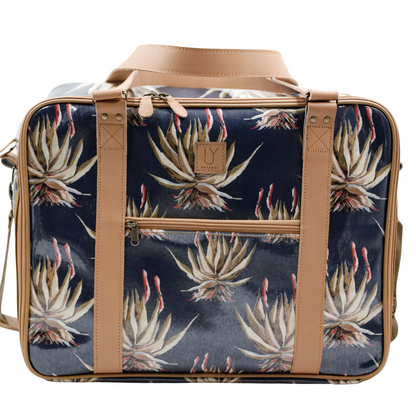 Overnight Bag with Leather Handles - Navy Aloe