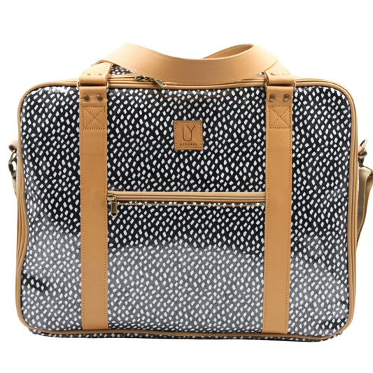 Overnight Bag with Leather Handles - Scatter White on Black