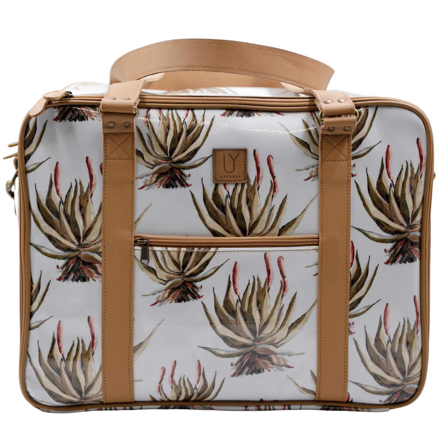 Overnight Bag with Leather Handles - White Aloe