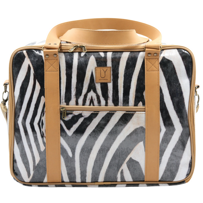 Overnight Bag with Leather Handles - Zebra