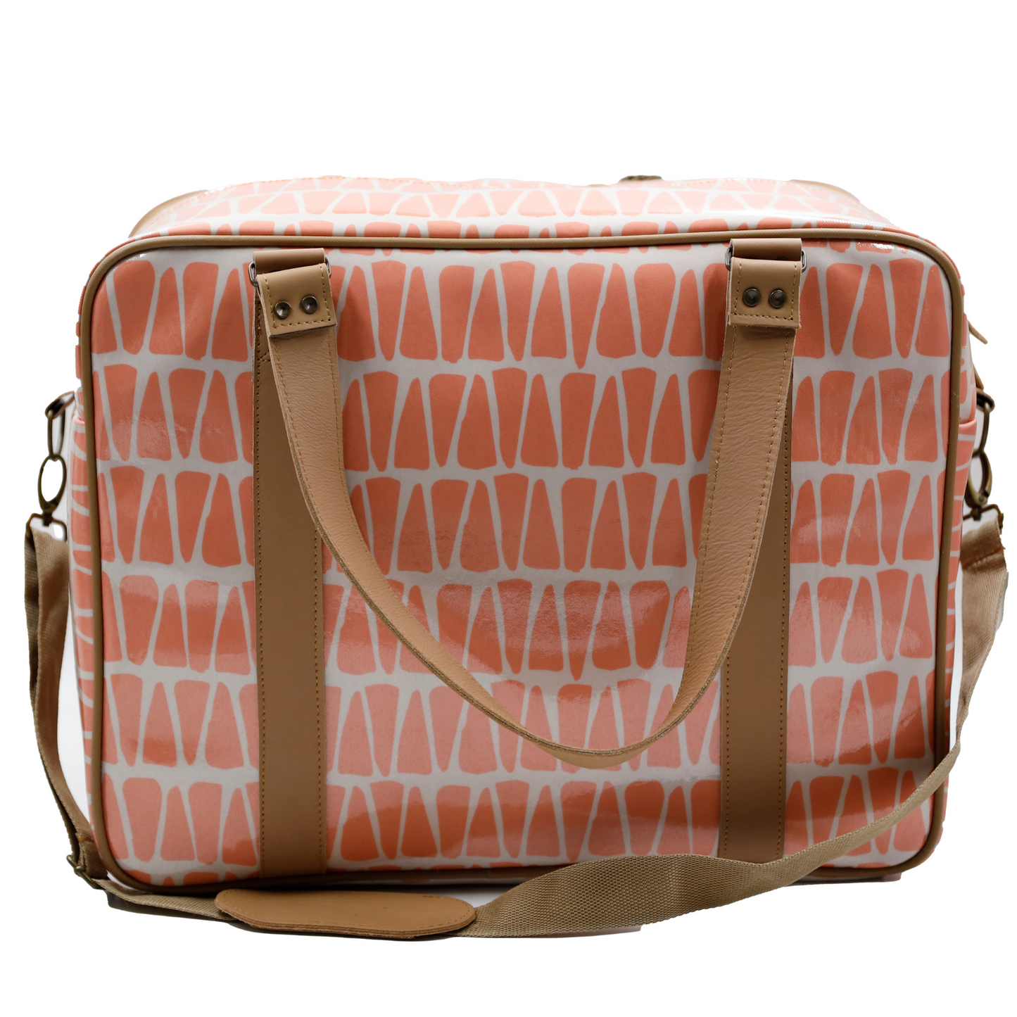 Overnight Bag with Leather Handles - Cracked Earth Coral