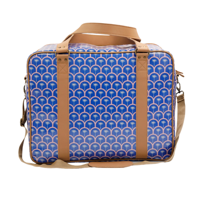 Overnight Bag with Leather Handles - Palm Blue