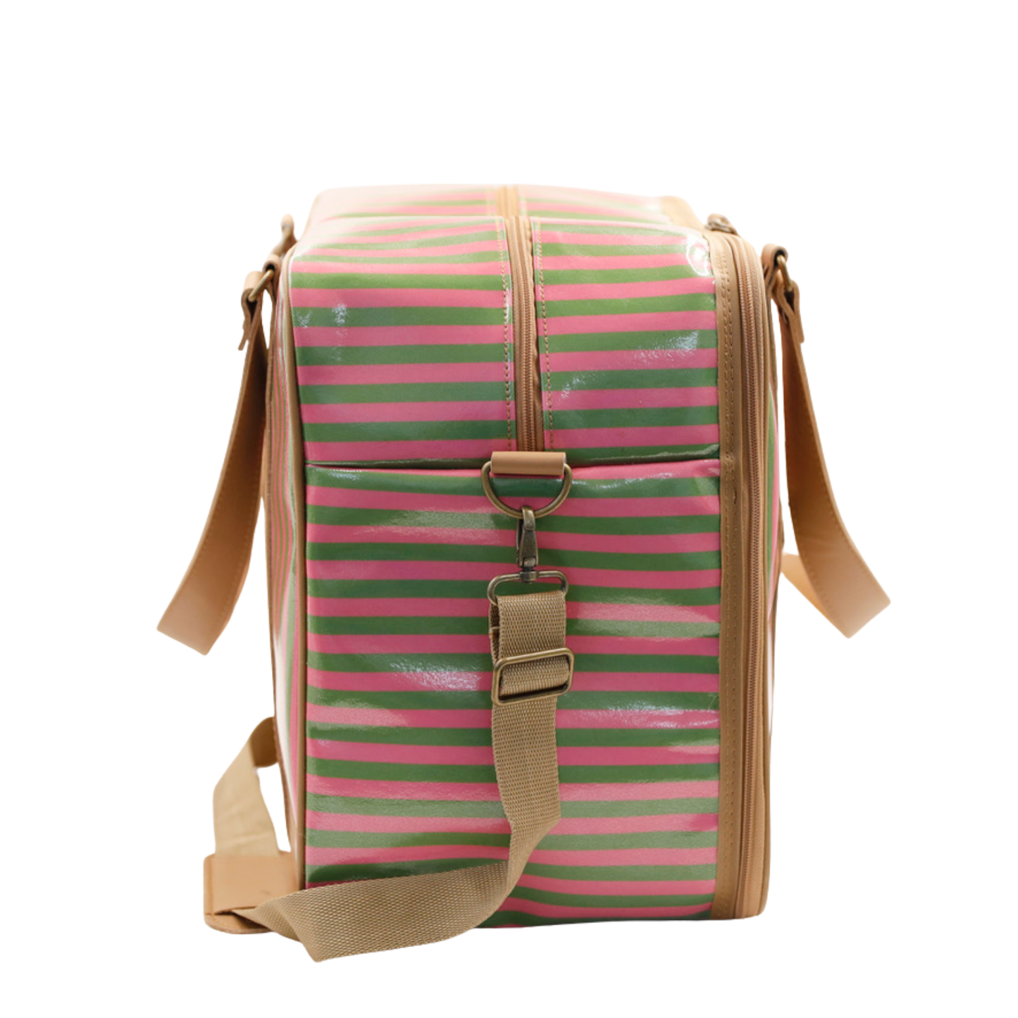 Overnight Bag with Leather Handles - Candy Stripe