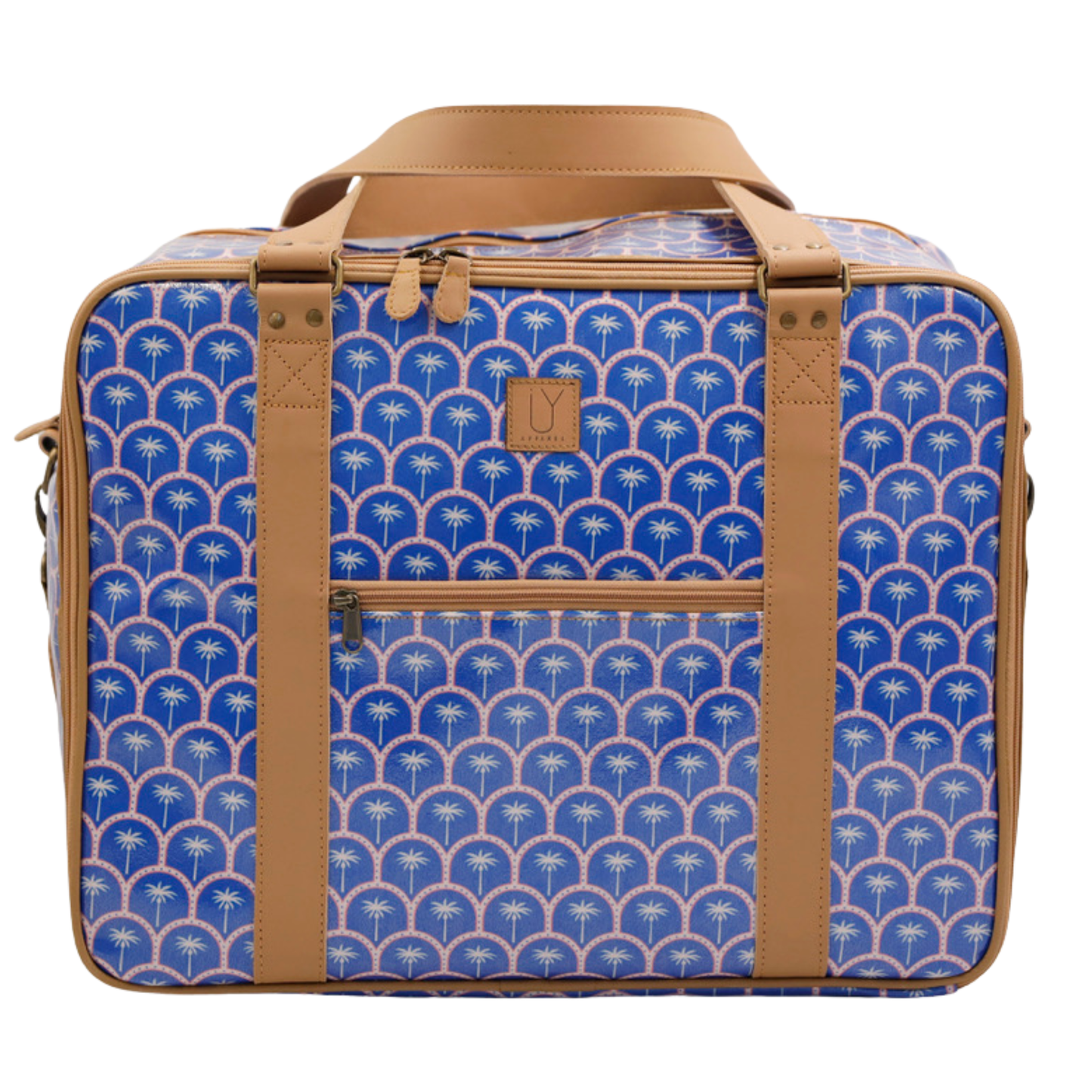Overnight Bag with Leather Handles - Palm Blue