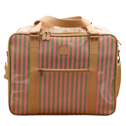 Overnight Bag with Leather Handles - Candy Stripe