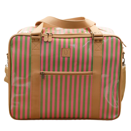 Overnight Bag with Leather Handles - Candy Stripe