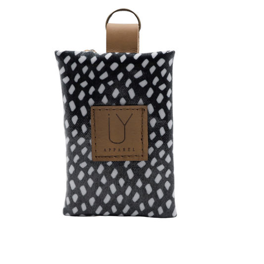 Keyring Pouch - Scatter White on Black