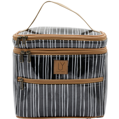 Stand Up Toiletry Bag - Stripe Black and White