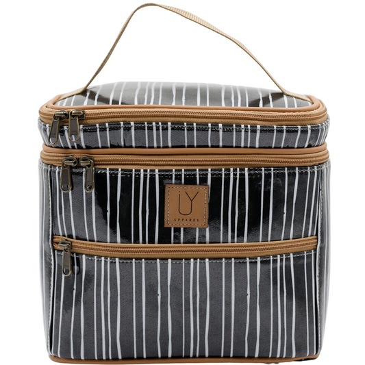 Stand Up Toiletry Bag - Stripe Black and White