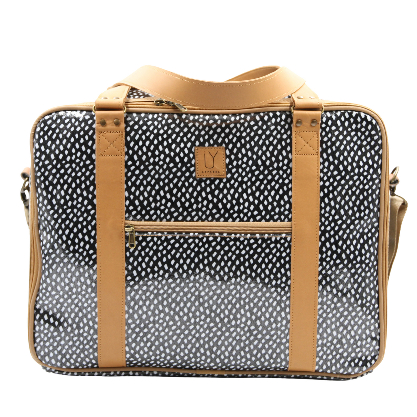 Overnight Bag with Leather Handles - Scatter White on Black