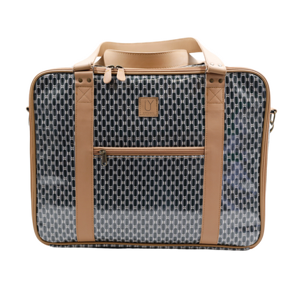 Overnight Bag with Leather Handles - African Tweed Green
