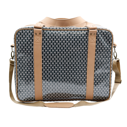 Overnight Bag with Leather Handles - African Tweed Navy