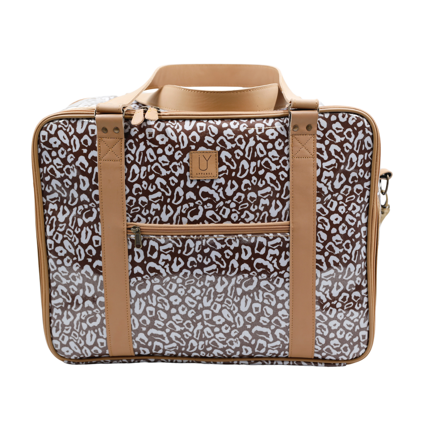 Overnight Bag with Leather Handles - African Footprint White
