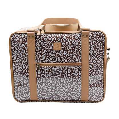 Overnight Bag with Leather Handles - African Footprint White