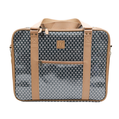 Overnight Bag with Leather Handles - African Tweed Navy