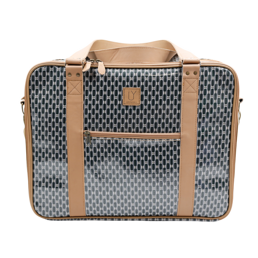 Overnight Bag with Leather Handles - African Tweed Navy