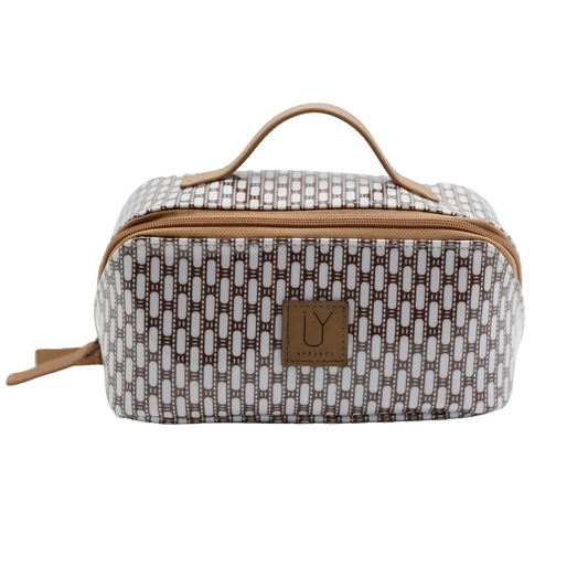 Large Cosmetic Bag - African Tweed White