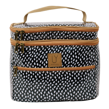 Stand Up Toiletry Bag - Scatter White on Black