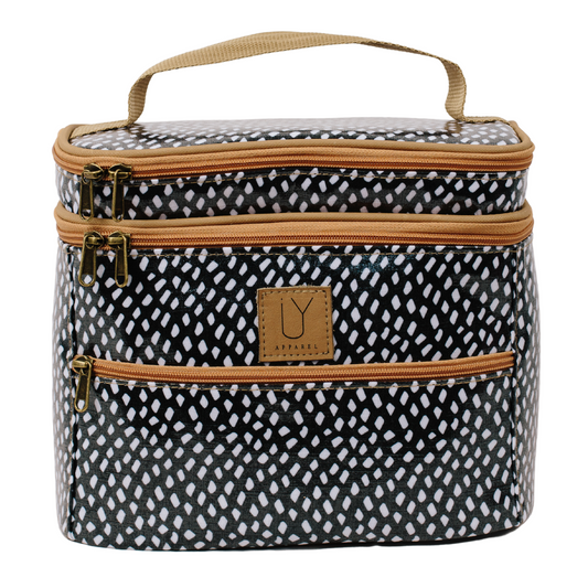 Stand Up Toiletry Bag - Scatter White on Black