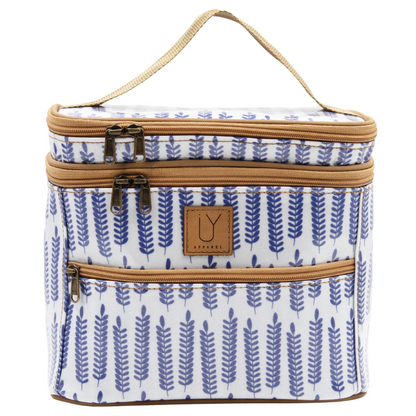 Stand Up Toiletry Bag - Leaves Blue