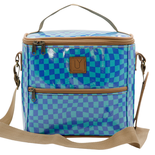 Lunch Cooler - Warped Check Aqua
