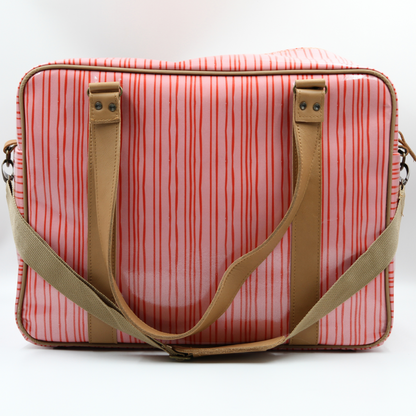 Overnight Bag with Leather Handles - Stripe Pink