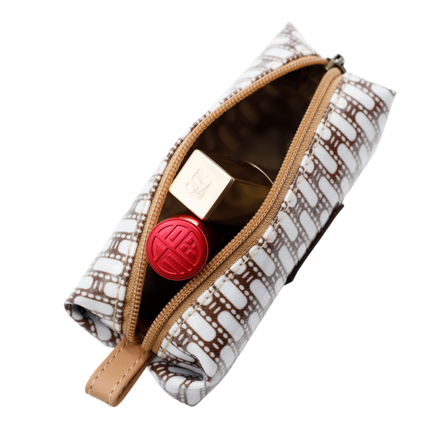 Mini Cosmetic Pouch - African Footprint White