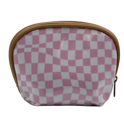 Make-up Pouch - Warped Check Pink