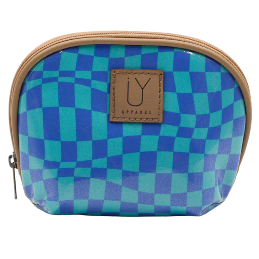 Make-up Pouch - Warped Check Aqua