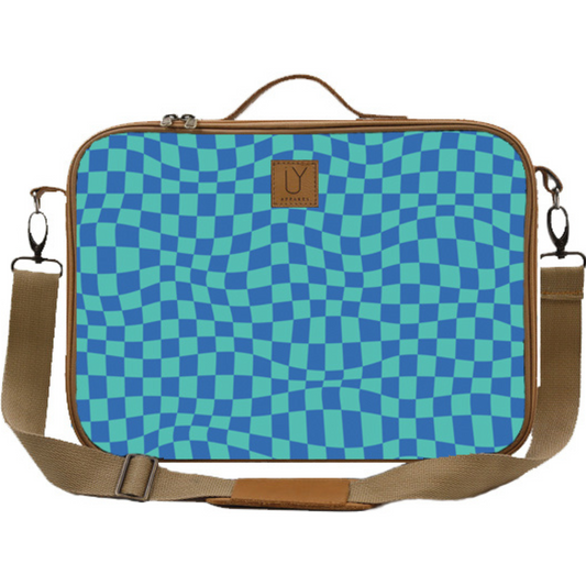 Laptop Bag - Warped Check Aqua