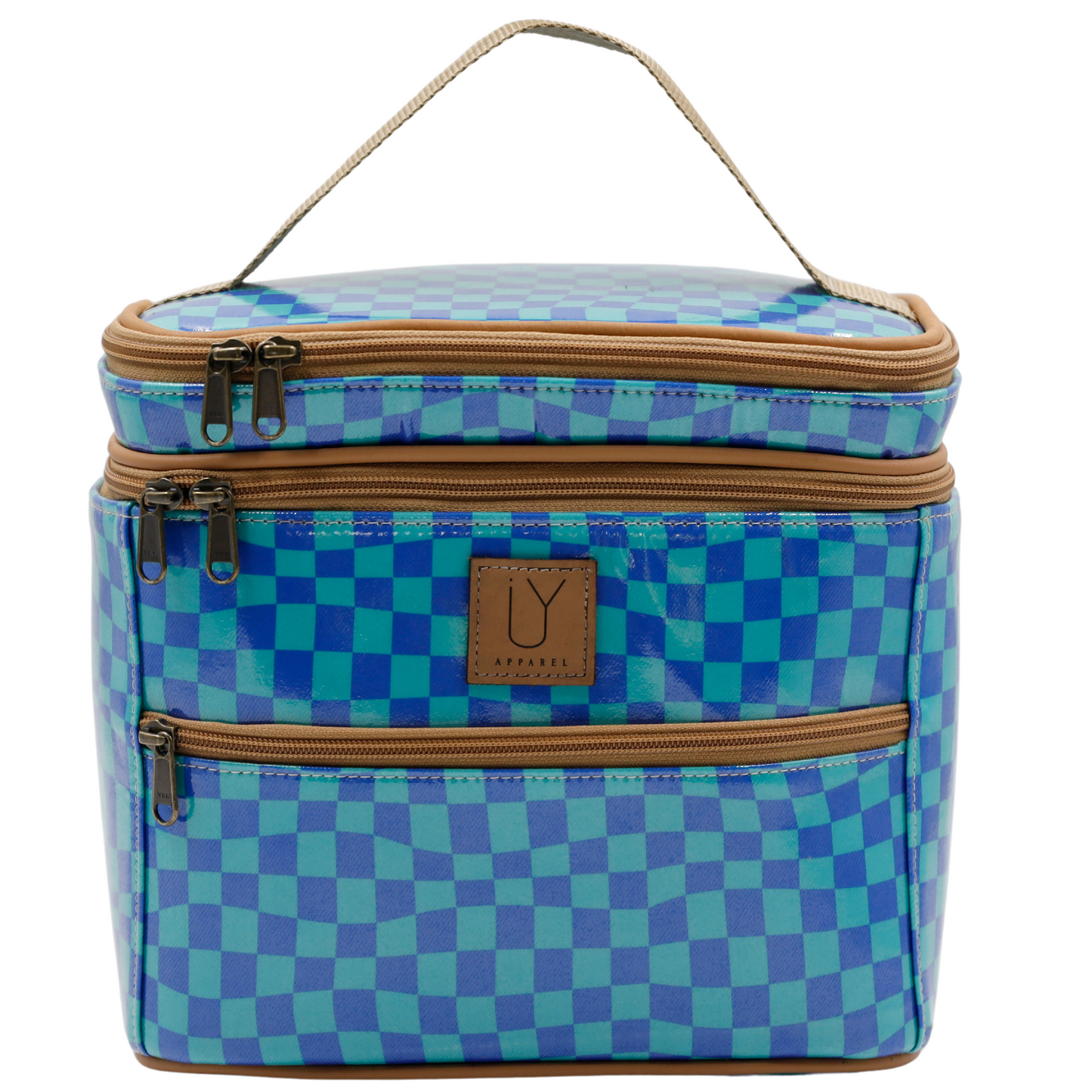 Stand Up Toiletry Bag - Warped Check Aqua