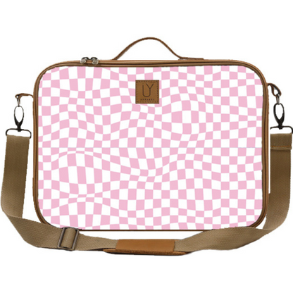 Laptop Bag - Warped Check Pink