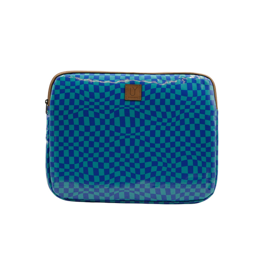 Laptop Sleeve Medium - Warped Check Aqua