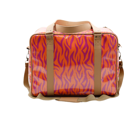 Overnight Bag with Leather Handles - Tangerine Tiger