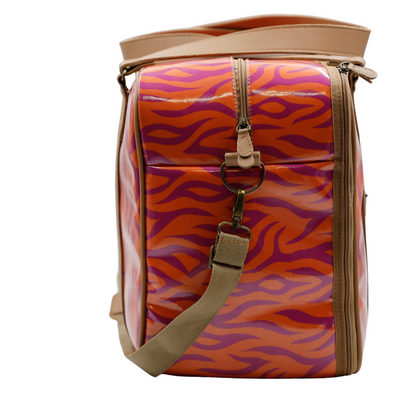 Overnight Bag with Leather Handles - Tangerine Tiger